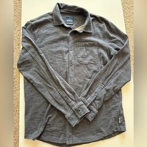 PrAna Marled Long Sleeve Button Down Shirt Black Brown Size Large